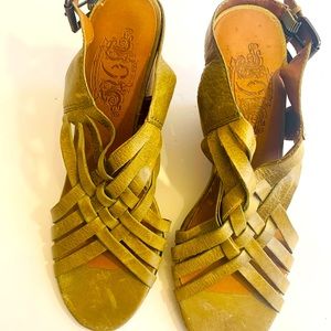 Nine West Olive Green Wedge Sandals